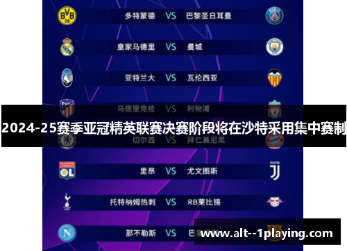 2024-25赛季亚冠精英联赛决赛阶段将在沙特采用集中赛制